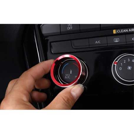 [Lot de 3 pièces] LFOTPP T-ROC Alliage d'aluminium Climatiseur Bouton de décoration intérieure de voiture Anneau Bouton Trim