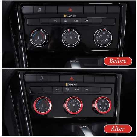 [Lot de 3 pièces] LFOTPP T-ROC Alliage d'aluminium Climatiseur Bouton de décoration intérieure de voiture Anneau Bouton Trim