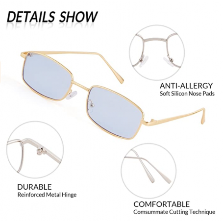 ADEWU Lunettes de Soleil Retro Carrées Lunettes pour Hommes Femmes