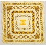 CHANEL GOLD CHAIN CREAM COLOR SCARF NECKERCHIEF