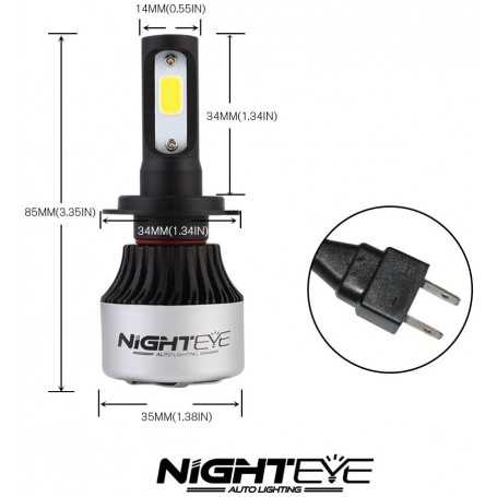 NIGHTEYE 2X 72W 9000LM H7 LED Headlight Auto Car Lamp Lights Conversion Bulb Light 6500K