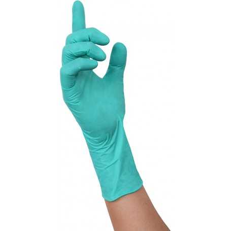 Nitras Lot of 100 Powder-Free Disposable Nitrile Gloves - Latex-Free - Aloe Vera - Laboratory Food Tattoo Hairstyle - Green