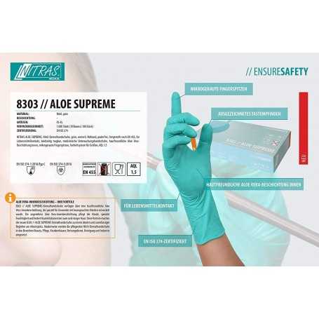 Nitras Lot of 100 Powder-Free Disposable Nitrile Gloves - Latex-Free - Aloe Vera - Laboratory Food Tattoo Hairstyle - Green