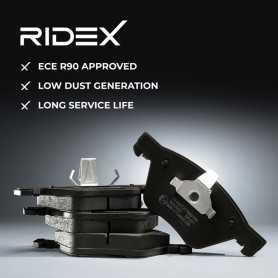 RIDEX 402B0009 Plaquettes de frein Essieu avant, contact de signal d'usure inclus, avec palpeur d'usure intégré