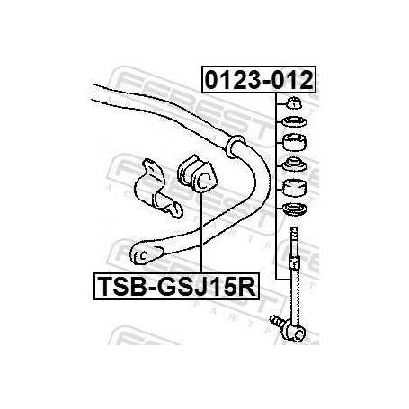 FEBEST TSB-GSJ15R Silent bloc de barre stabilisatrice TOYOTA LAND CRUISER, FJ, FORTUNER Essieu arrière, 19 mm