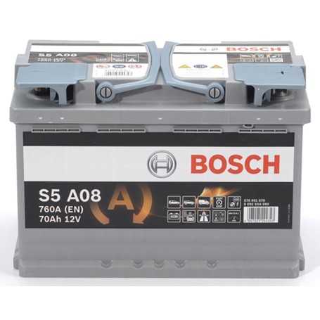 BOSCH S5 A08 Battery – 12V 70Ah 760A – AGM – Ref. 0 092 S5A 080 – Type L3 B00