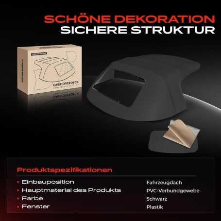 🇬🇧 Soft Top Convertible Roof – Black for Mazda MX-5 I (NA) & II (NB) 1.6L / 1.8L (1989–2005)