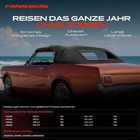 🇫🇷 Capote de Cabriolet Softtop Noire – Pour Mazda MX-5 I (NA) & II (NB) 1.6L / 1.8L (1989–2005)