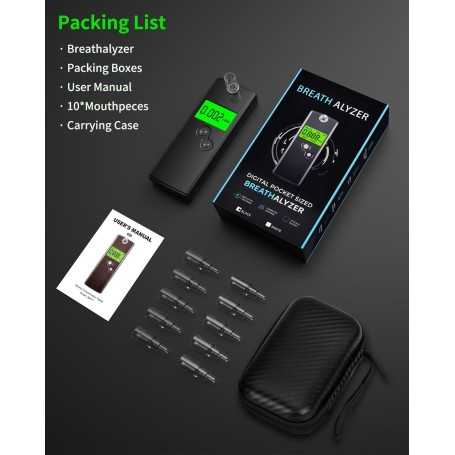 Pohicoo Electronic Breathalyzer NF Certified Portable Breathalyzer for Home and Parties (Black)