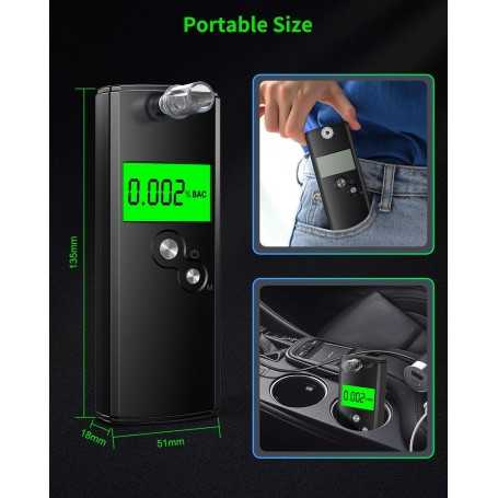 Pohicoo Éthylotest Électronique Homologué NF Éthylomètre Portable pour la Maison et les Fêtes (Noir)