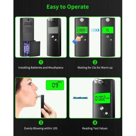 Pohicoo Electronic Breathalyzer NF Certified Portable Breathalyzer for Home and Parties (Black)