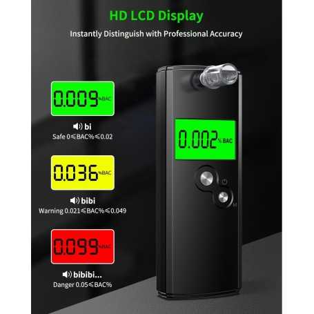 Pohicoo Electronic Breathalyzer NF Certified Portable Breathalyzer for Home and Parties (Black)