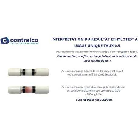 Lot de 10 Éthylotests Français CONTRALCO – Norme NF, Sans Chrome, Usage Unique