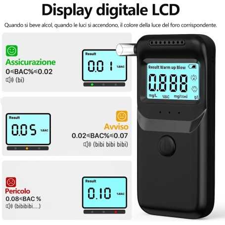 Éthylotest Électronique TONOS – Homologué NF, Écran LCD Bleu, Haute Précision, 20 Embouts Réutilisables