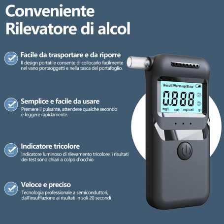 Éthylotest Électronique TONOS – Homologué NF, Écran LCD Bleu, Haute Précision, 20 Embouts Réutilisables