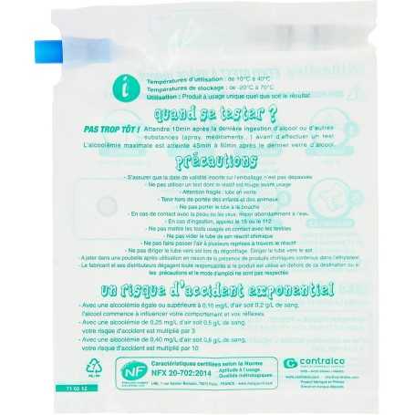 BALLON Chemical Breathalyzer – For Young Drivers – 0.2 g/L – NF Certified – Made in France