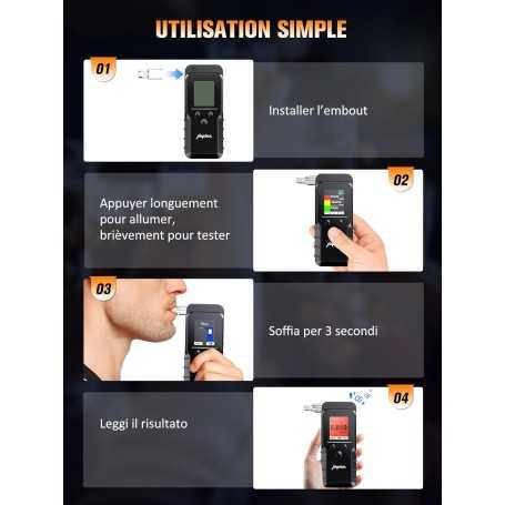 Éthylotest Électronique Professionnel Rechargeable – Capteur Électrochimique Haute Précision