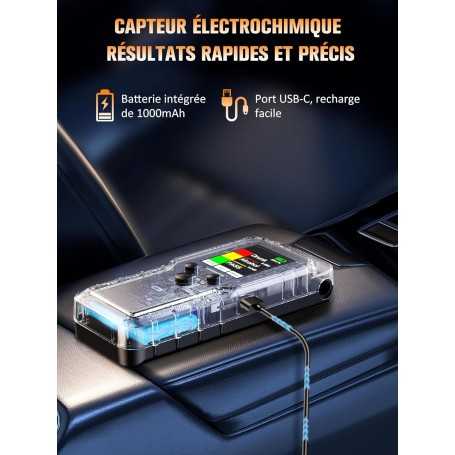 Éthylotest Électronique Professionnel Rechargeable – Capteur Électrochimique Haute Précision