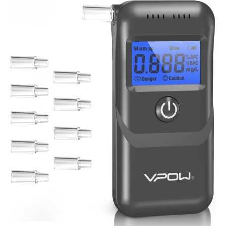 VPOW Portable Digital Breathalyzer – High-Precision Sensor, Blue LCD Display