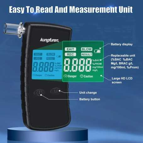 KUNGFUREN K99 Digital Breathalyzer – LCD Blue Display – Professional Precision