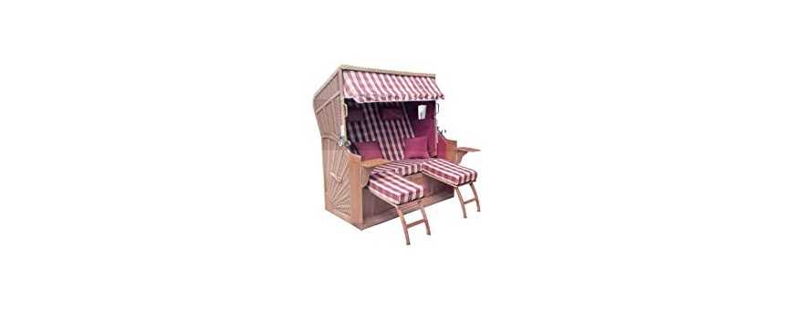 Wicker covered beach chairs